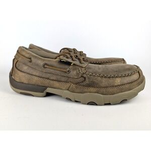 Twisted X Steel Toe Driving Mocs Brown Work Shoes Mens Size 8.5 WORN TWICE
